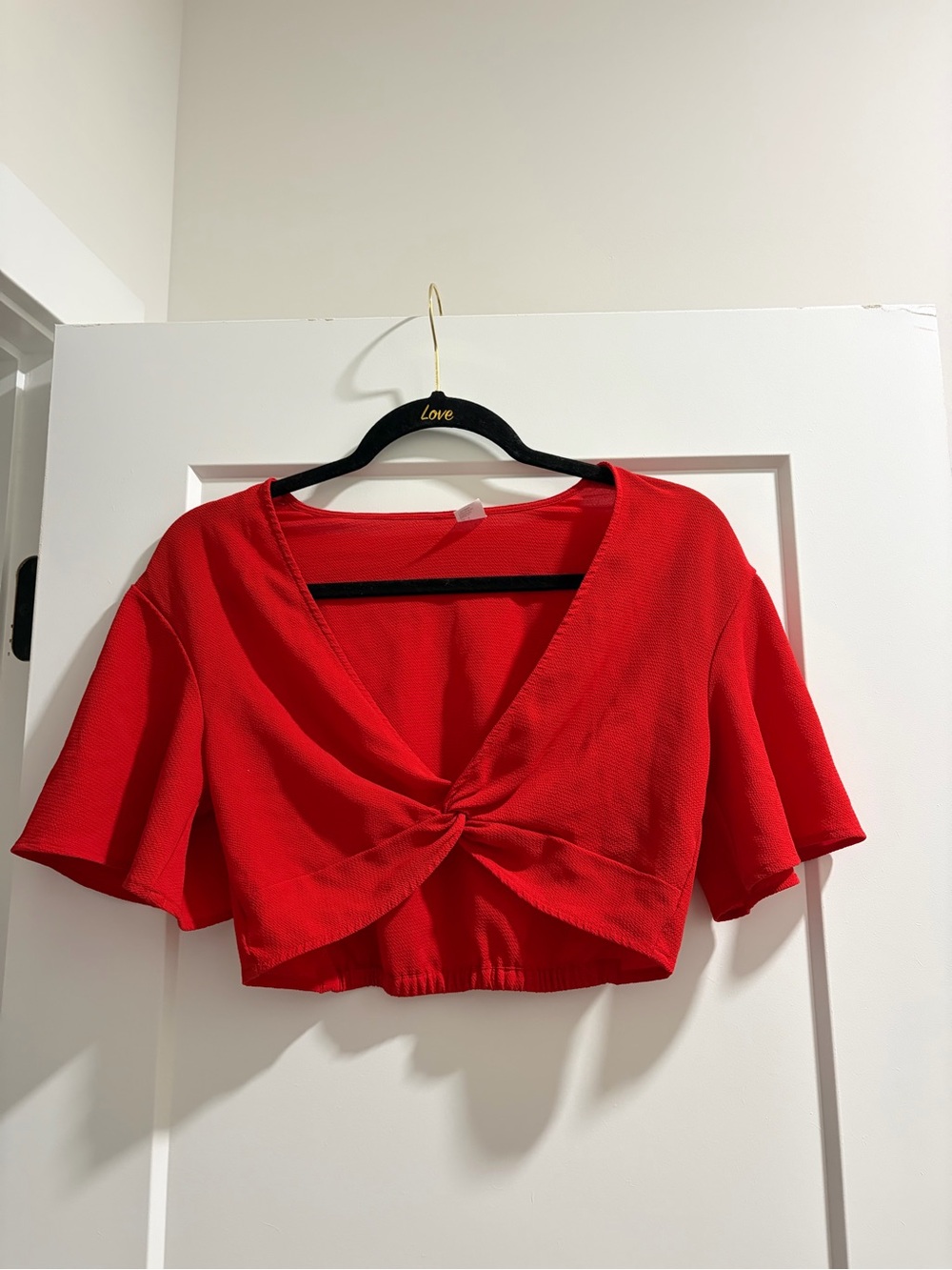 H&M Red Twist Front Going Out Crop Top Size 4